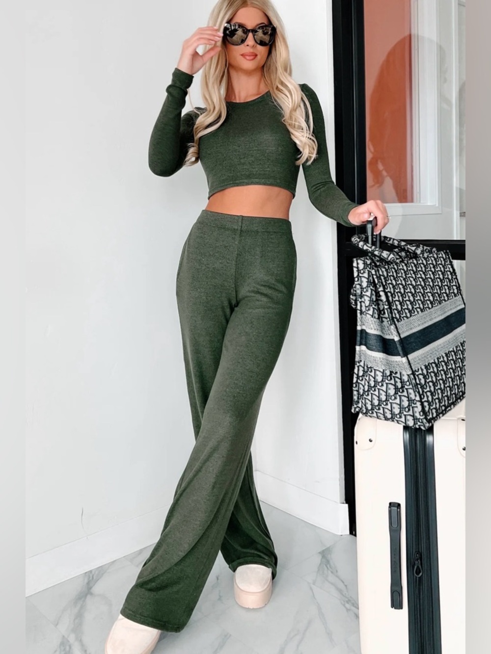 NanaMacs Green Soft Two-Piece Loungewear Set